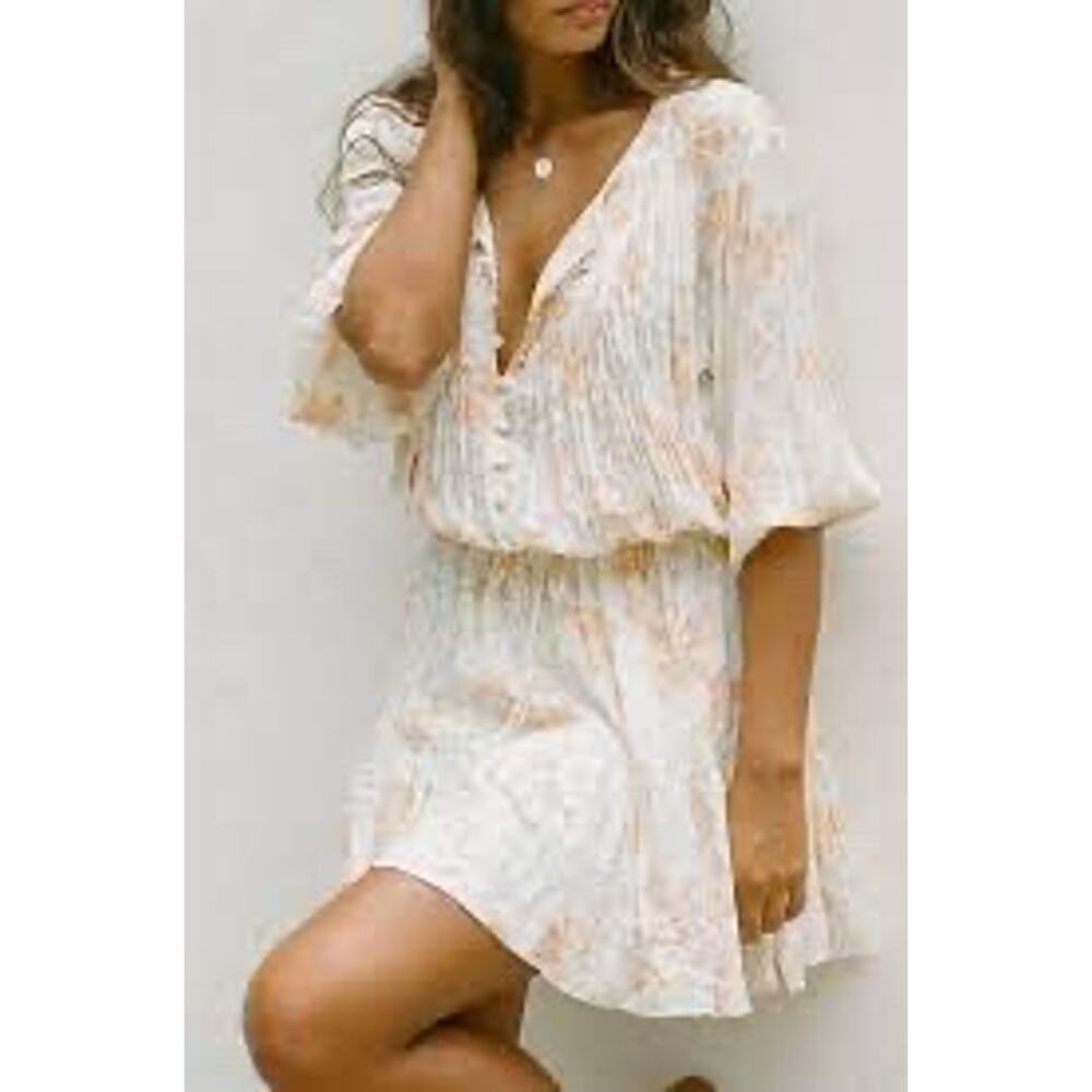 Sabo Skirt Pellier Pintuck Floral Mini Dress